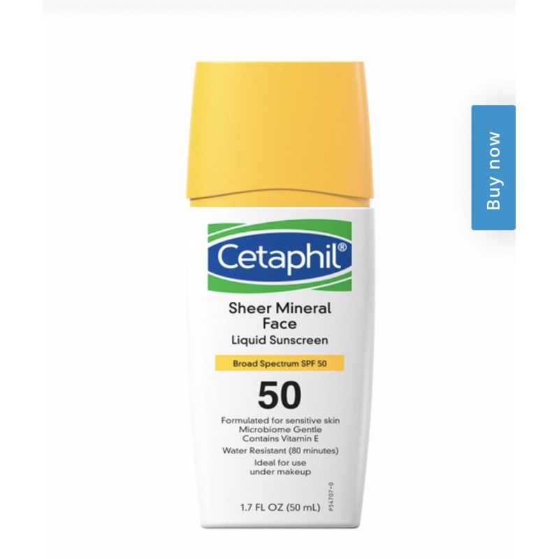 [US BRAND] NEW Cetaphil Sheer 100%Mineral Liquid Sunscreen Face w/ Zinc Oxide Broad Spectrum SPF50 | Shopee Philippines