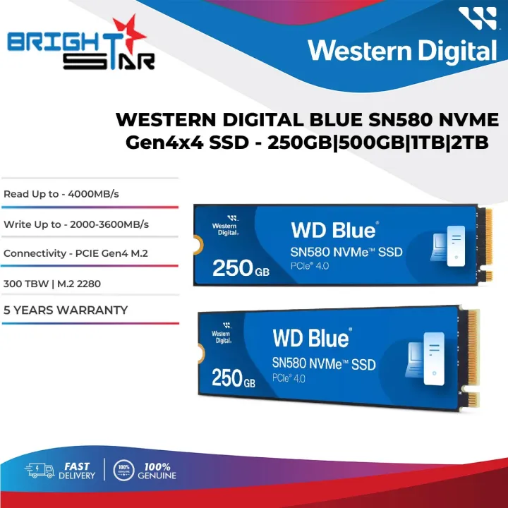 WD BLUE SN580 NVME Gen4x4 M.2 SSD - 250GB/500GB/1TB/2TB | Lazada Malaysia