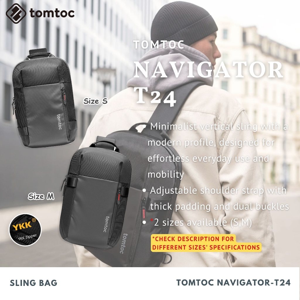 Tomtoc Navigator-T24 Sling Bag | 5L - 7L | 11 inch - 14 inch Sling Bag for Men Crossbody Bag for Men | Shopee Philippines