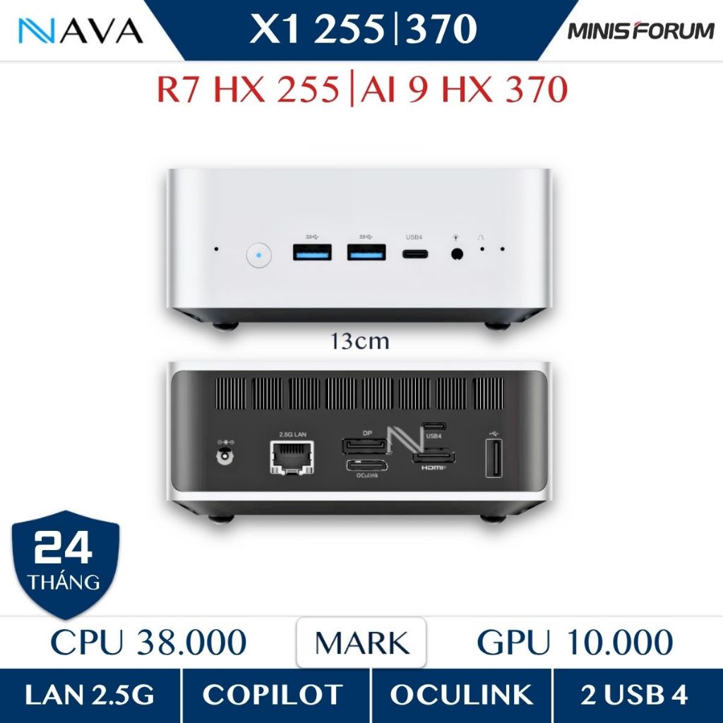 Mini PC AI Minisforum X1 Ryzen 7 HX 255 Ryzen 9 HX 370 890M Usb4, Oculink, DDR5 hỗ trợ AI mạnh mẽ | Shopee Việt Nam