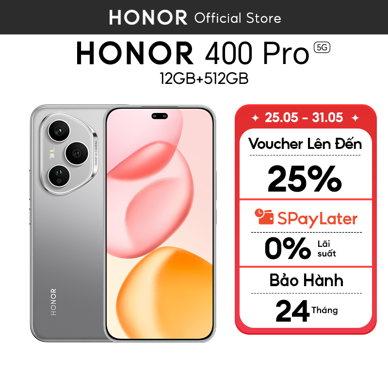 Điện Thoại Honor 400 Pro 5G 12GB + 512GB| AI Camera 200MP, Sạc Nhanh 100W | Snapdragon 8 Gen 3 | BH 24 Tháng | Shopee Việt Nam