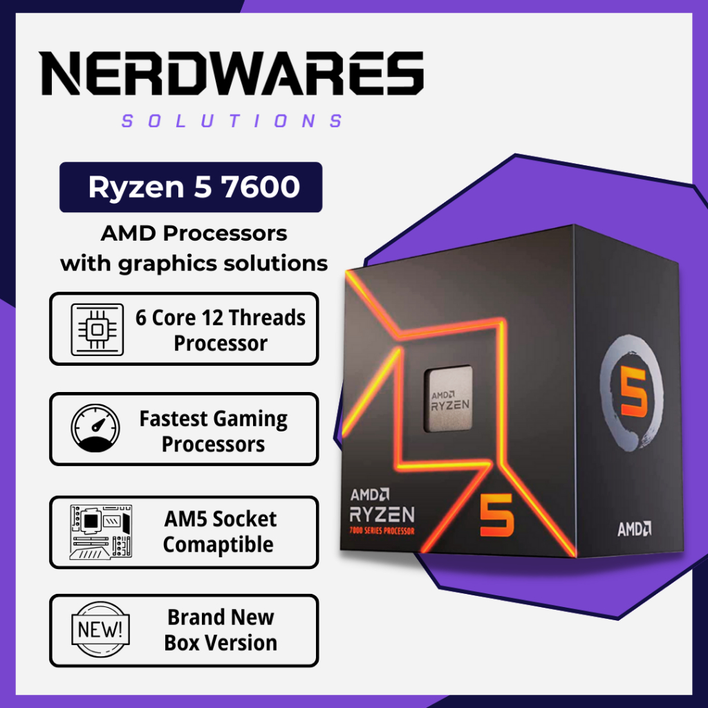 AMD Ryzen 5 7600 7600X 6 Cores 12 Threads with Radeon Vega Graphics Processor Support AM5 CPU Socket | Shopee Philippines