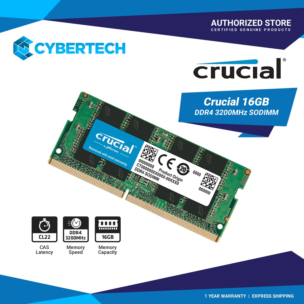 Crucial RAM 16GB DDR4 3200MHz CL22 SODIMM Laptop Memory | Shopee Philippines