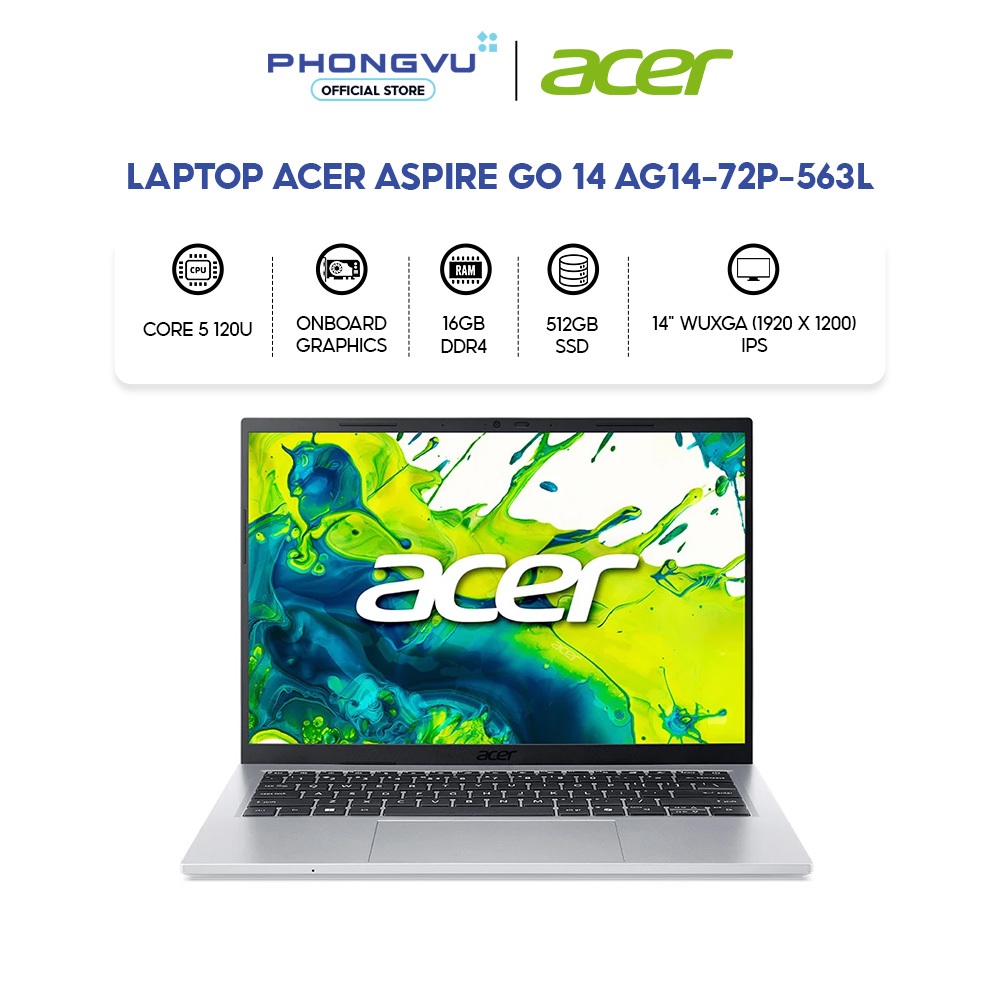 Laptop Acer Aspire Go 14 AG14-72P-563L (Core 5 120U/ 16GB/ 512GB/ Windows 11 Home SL) - Bảo hành 12 tháng | Shopee Việt Nam