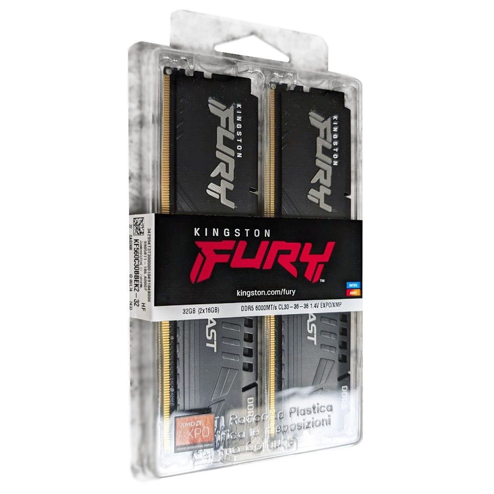 Kingston FURY Beast 32GB (2x16GB) DDR5-6000 SDRAM CL30 UDIMM Desktop Memory Kit (Black Heatsink) (AMD Expo), KF560C30BBEK2-32 | Shopee Philippines