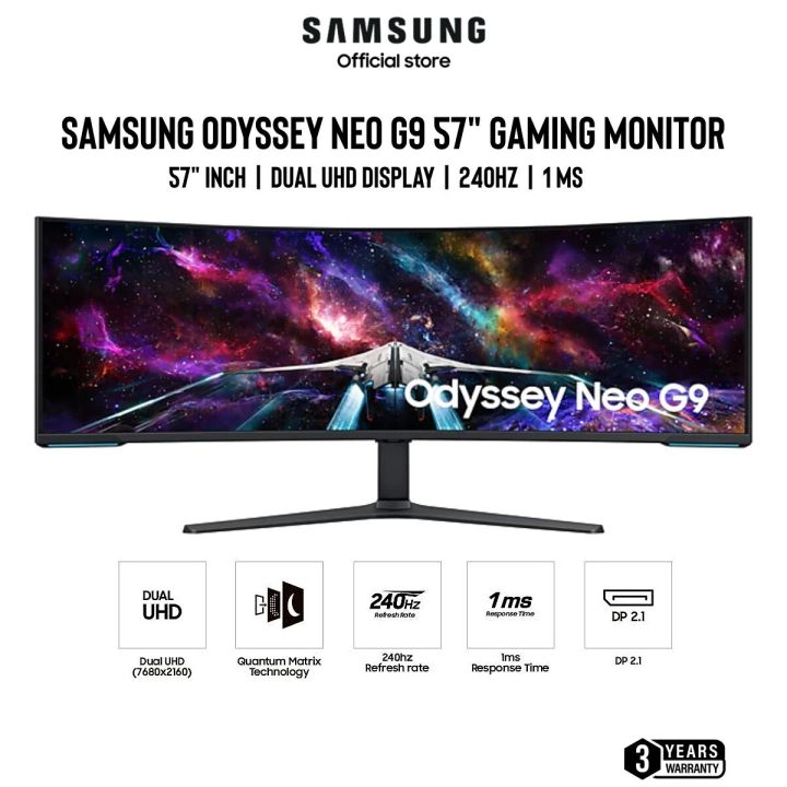 [New Model 2025]Samsung 57" Odyssey Neo G9 G95NC Dual UHD 240Hz Gaming Monitor Dual UHD Display With 240Hz | Lazada Malaysia