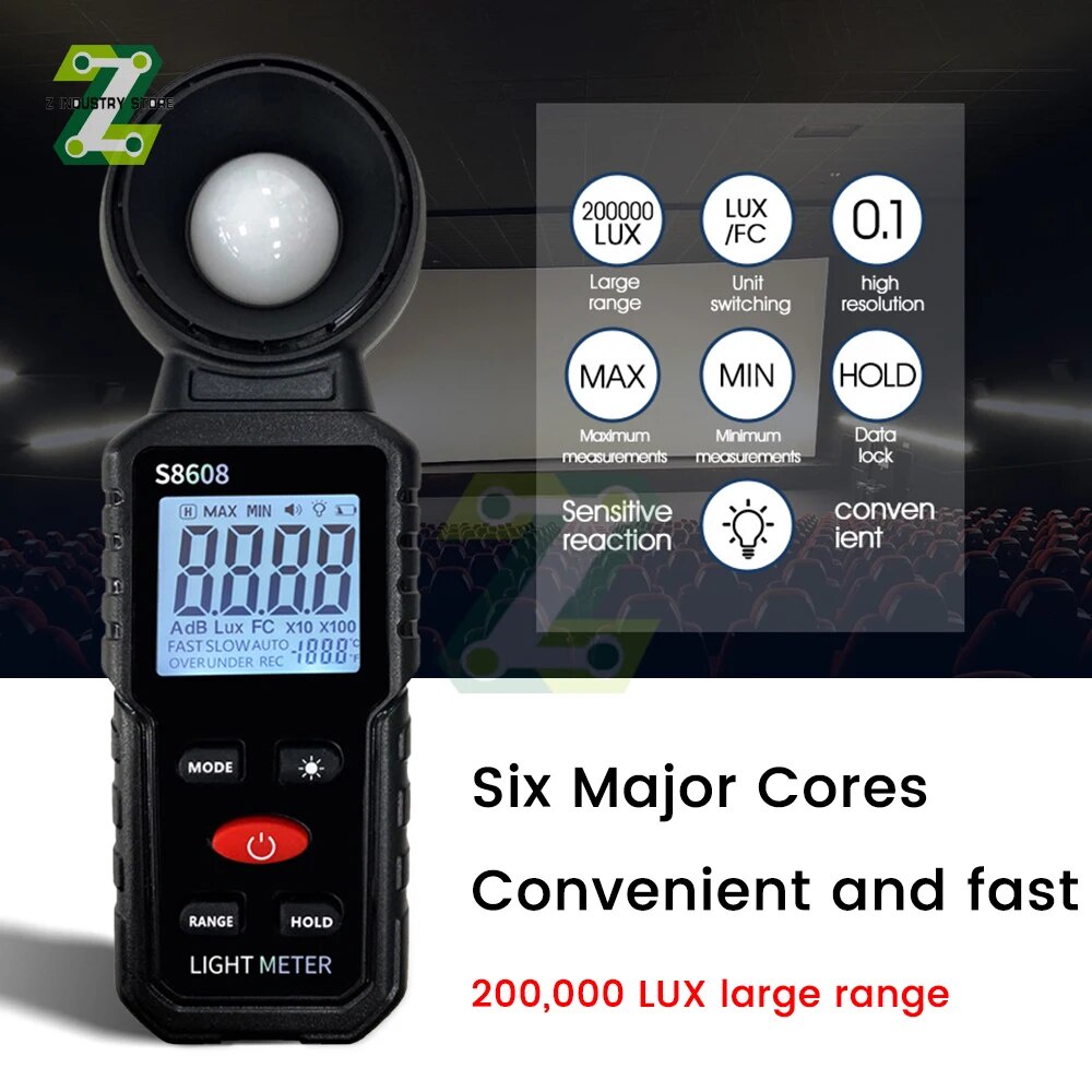 S8608 Luxmeter 200000LUX Wide-range Lighting Intensity Measurement Meter Light Brightness Measu F9D | Shopee Philippines