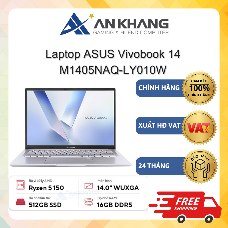 Laptop ASUS Vivobook 14 M1405NAQ-LY010W (R5 150/16GB/512GBSSD/AMD Graphics/14"WUXGA/Win 11) Chính hãng Bảo hành 24 Tháng | Shopee Việt Nam