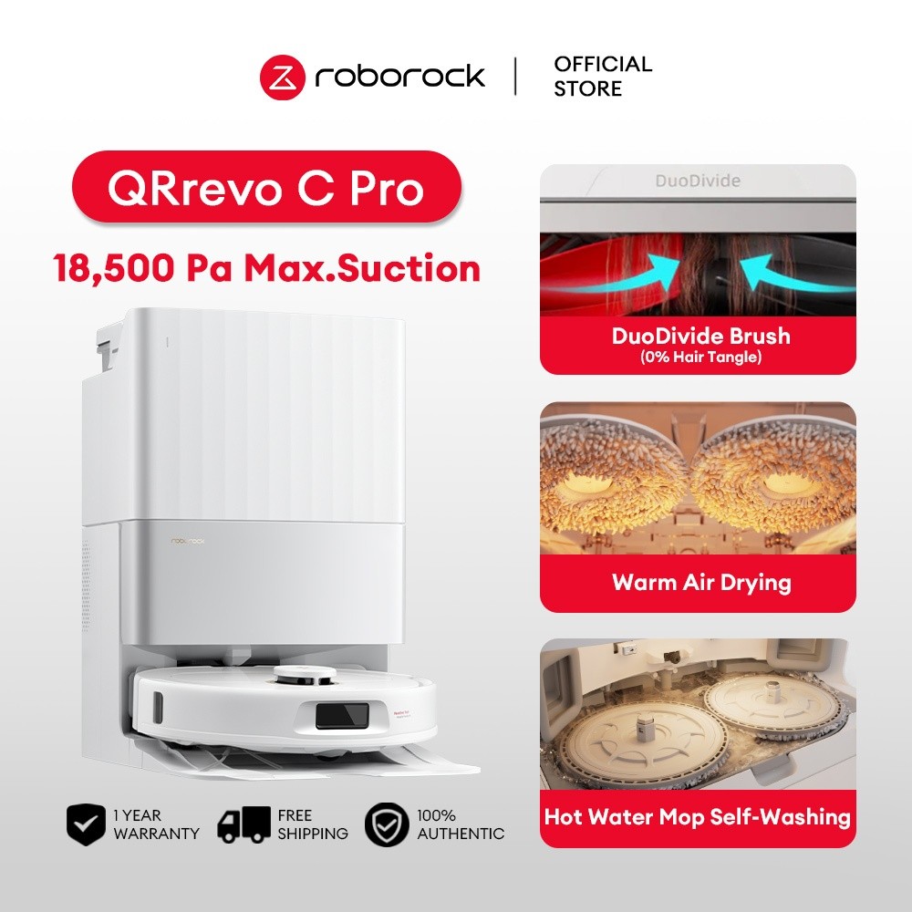 【New Launch】Roborock Qrevo C Pro Robot Vacuum Cleaner 18500 Pa Suction, 75°C Hot'egWater~D#Mop@c | Shopee Philippines