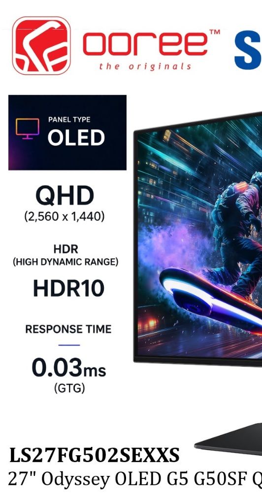 Samsung 27 Inch G5 G50SF QHD 2560x1440 180Hz 0.03ms Odyssey OLED Gaming Monitor Panel HDR10 Glare Free FreeSync | Shopee Malaysia