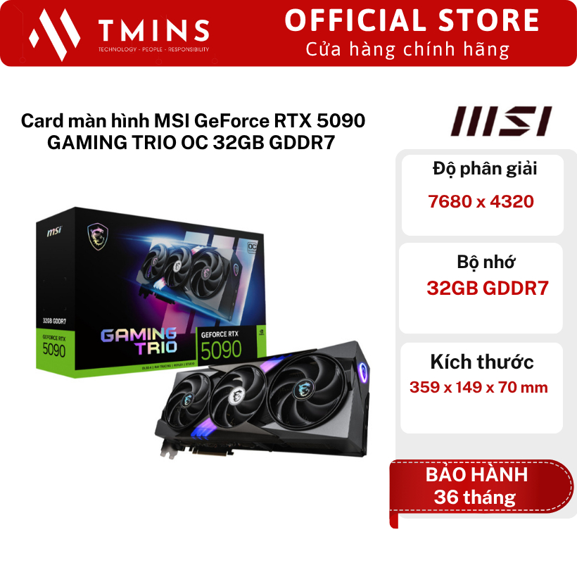 Card màn hình MSI GeForce RTX 5090 GAMING TRIO OC 32GB GDDR7 - Hàng chính hãng | Shopee Việt Nam