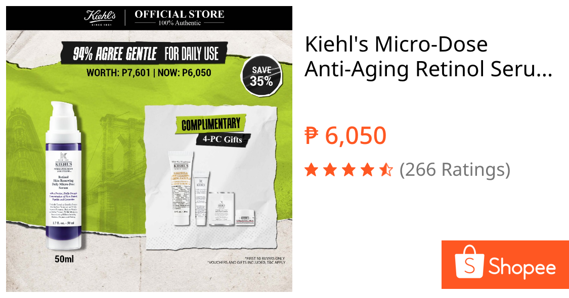 Kiehl's Micro-Dose Anti-Aging Retinol Serum with Niacinamide and Ceramides 50ml | Shopee Philippines