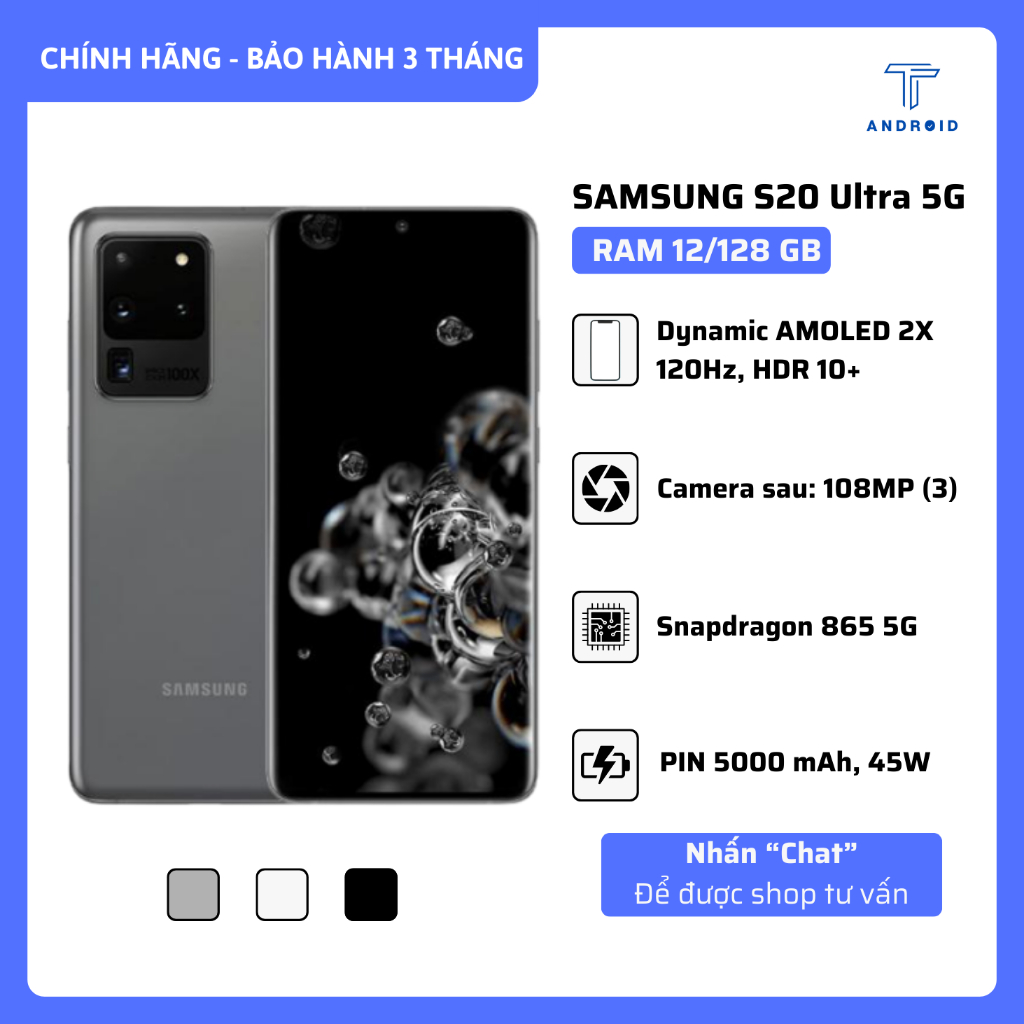 ĐIỆN THOẠI SAMSUNG GALAXY S20 Ultra 5G Chính Hãng - RAM12/128 GB - Snapdragon 865, PIN 5000 mAh | Shopee Việt Nam