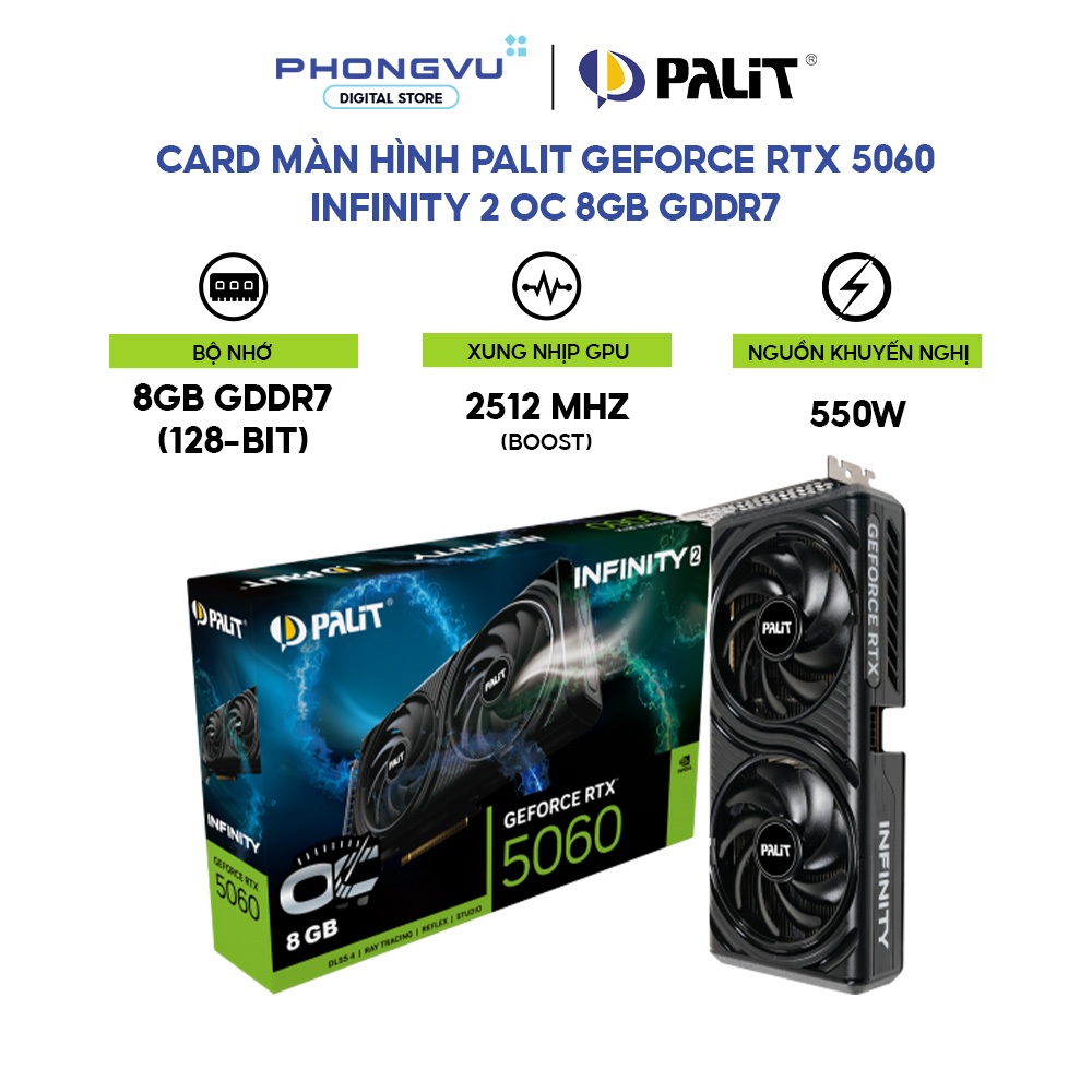 VGA Palit RTX 5060 Infinity 2 OC 8GB GDDR7 - Full VAT - Hàng mới chính hãng - Bảo hành 36 tháng | Shopee Việt Nam