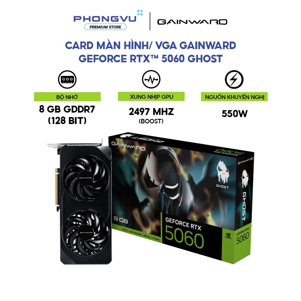 Card màn hình Gainward GeForce RTX 5060 GHOST (8GB GDDR7) - Full VAT - Hàng mới chính hãng - Bảo hành 36 tháng | Shopee Việt Nam