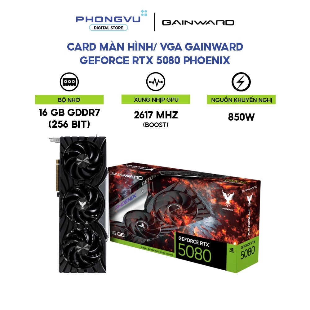 Card màn hình/ VGA Gainward GeForce RTX 5080 Phoenix - 16GB GDDR7 - Chính hãng - Bảo hành 36 tháng | Shopee Việt Nam
