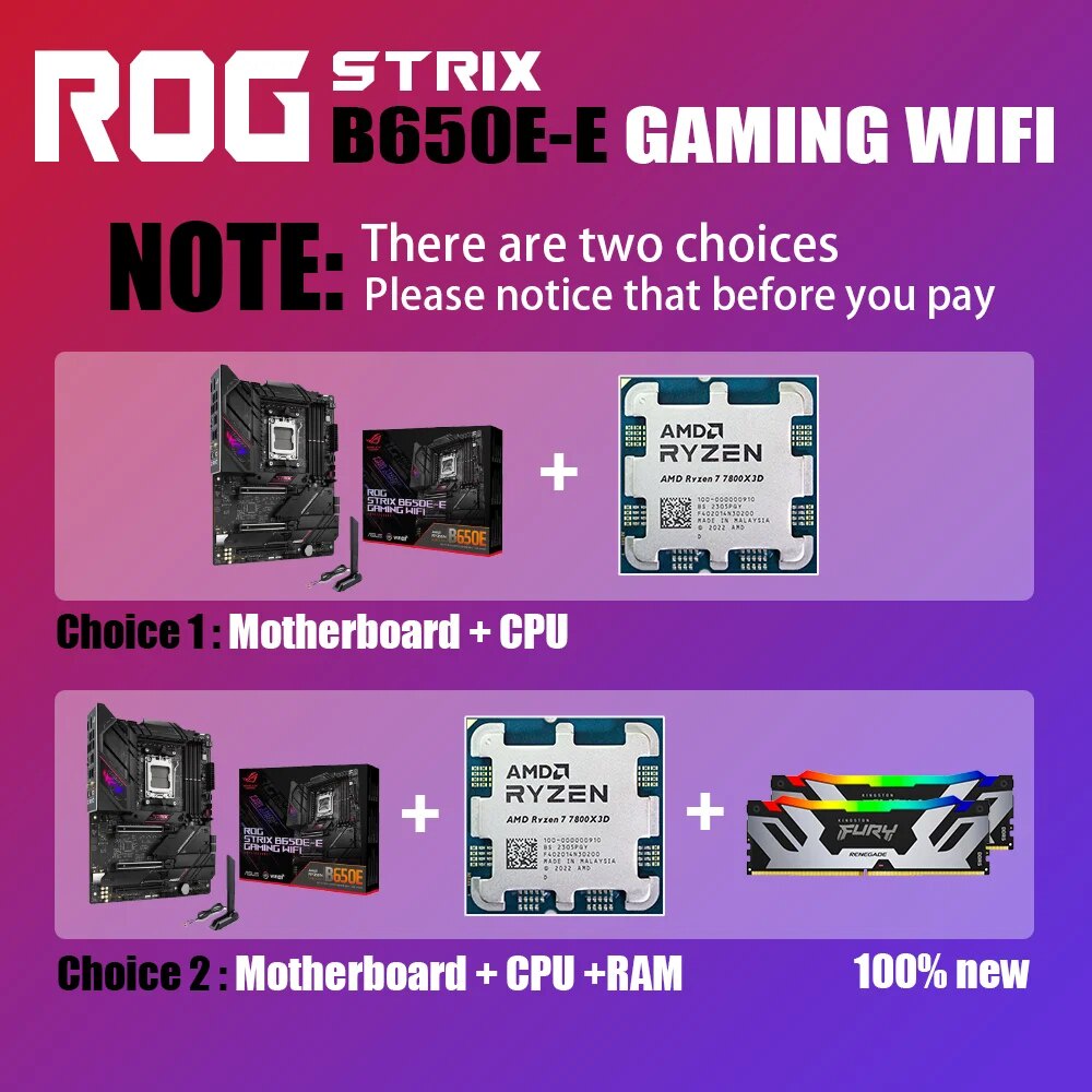 New Kit ASUS ROG STRIX B650E-E GAMING WIFI With AMD Ryzen 7 7800X3D CPU Processor DDR5 Memory M VAX | Shopee Philippines