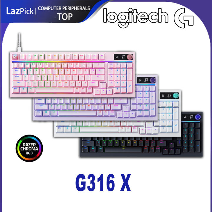 Logitech G316 X 8K Customized Mechanical Gaming Keyboard | 98-Key Wired USB-C Detachable Cable | ABS Double-Shot Keycaps | Ultra-Fast 8KHz Polling Rate | Compatible with Windows 10+ / macOS 12+ | Black / White | ZZM Trading | Lazada Philippines