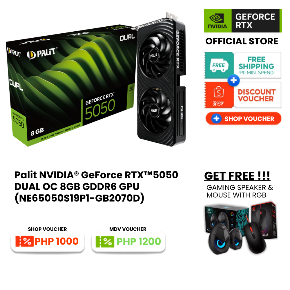 Palit NVIDIA® GeForce RTX™5050 Dual OC 8GB GDDR6 128bit GPU (NE65050S19P1-GB2070D) | Shopee Philippines