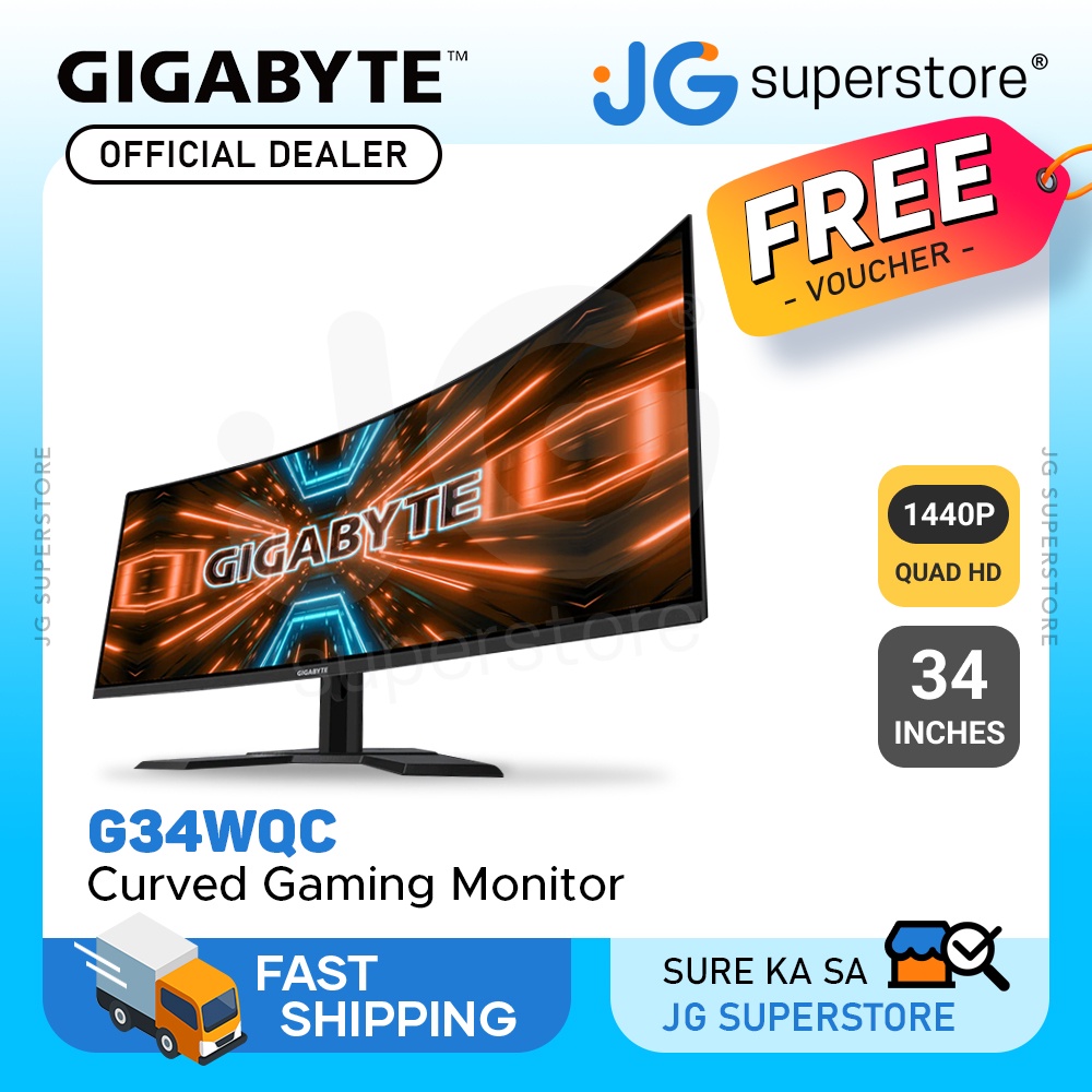 GIGABYTE G34WQC 34" 1440p QHD Curved Gaming Monitor w/ 144Hz Refresh Rate, 8-bit DCI-P3 Vesa HDR LCD | Shopee Philippines