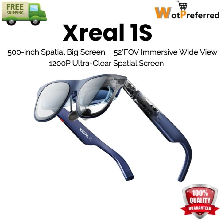 XREAL 1S AR Glasses with 500-inch Spatial Big Screen 52° FOV Immersive Wide View 1200P Ultra-clear Space Screen Native 3DoF Hover Mode Multi Task Window | Lazada Malaysia