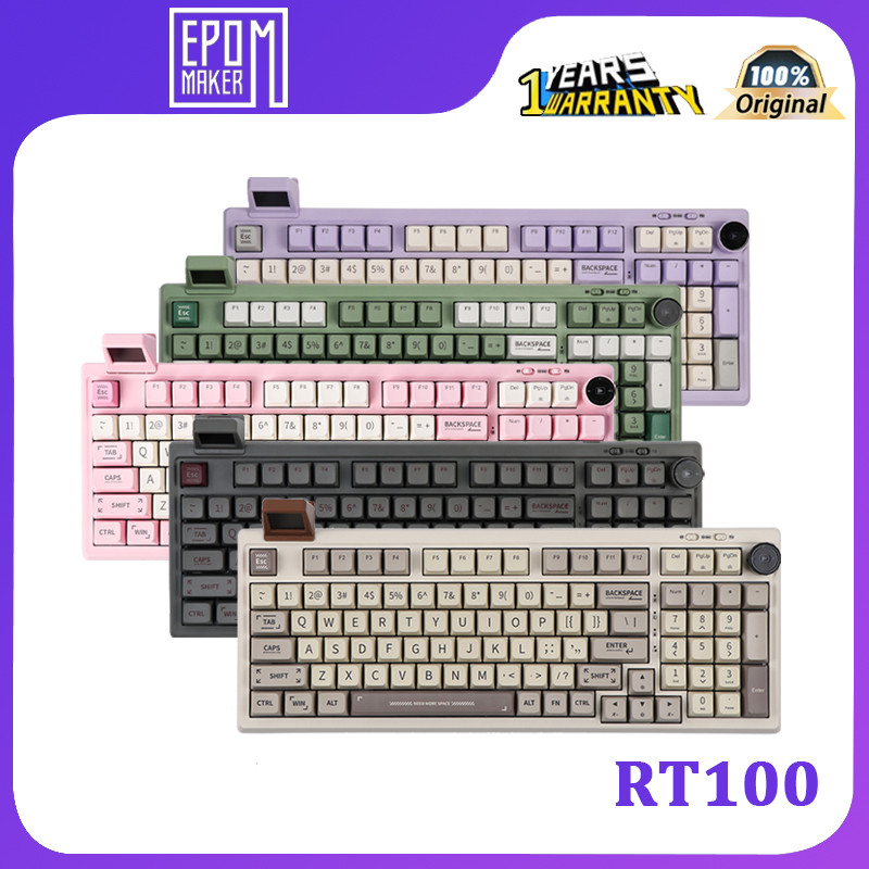 EPOMAKER RT100 Retro Mechanical Keyboard with Knob and Mini Display Wireless Keyboard | Shopee Philippines
