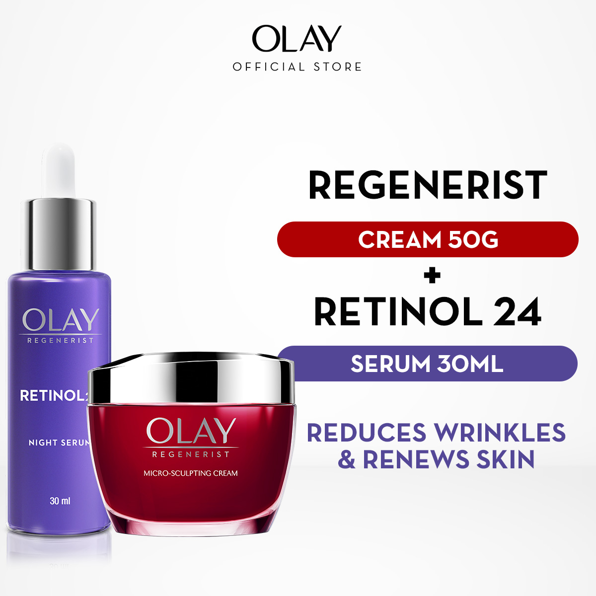Olay Regenerist Microsculpting Day 50g + Retinol Serum 30mL