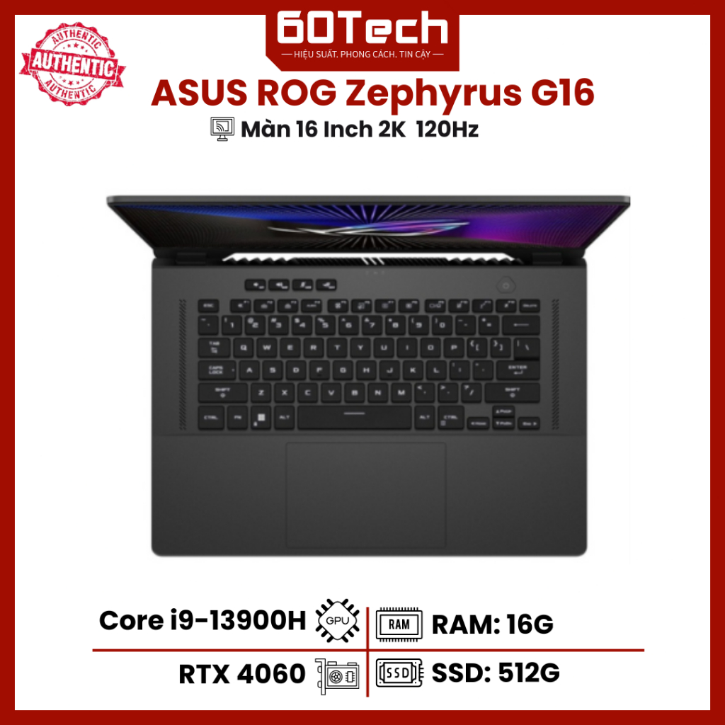 Asus ROG Zephyrus G16 : Core i9-13900H RAM 16G SSD 512G RTX 4060 Màn 16"" 2K 240Hz | Shopee Việt Nam