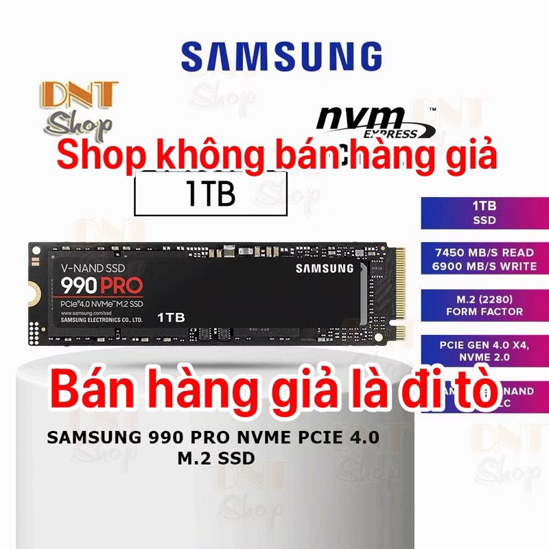 Ổ cứng SSD Samsung 990 PRO 1TB New 100% PCIe Gen 4.0 x4 NVMe V-NAND M.2 2280 (MZ-V9P1T0BW) BH 5 Năm | Shopee Việt Nam