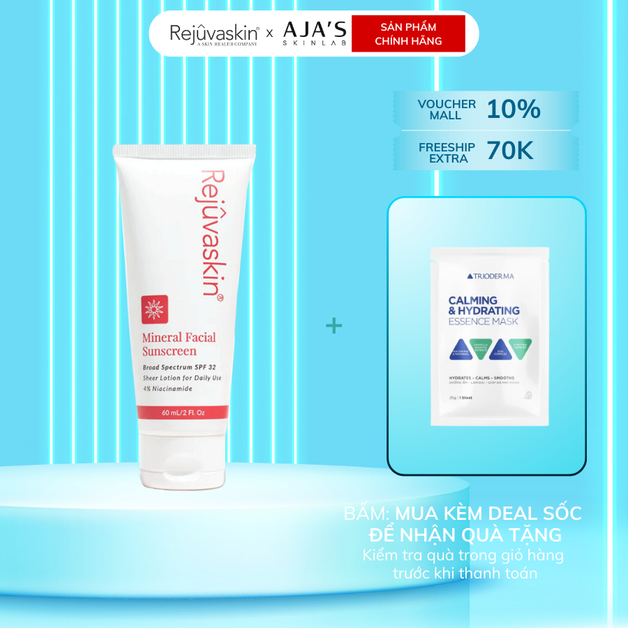 Kem chống nắng dưỡng ẩm sáng da Rejuvaskin Mineral Facial Sunscreen Thuần Vật Lý 60ml SPF32+ | Shopee Việt Nam