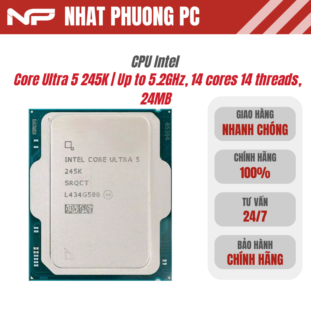 [FULL VAT] CPU Intel Core Ultra 5 245K | Up to 5.2GHz, 14 cores 14 threads, 24MB | Shopee Việt Nam