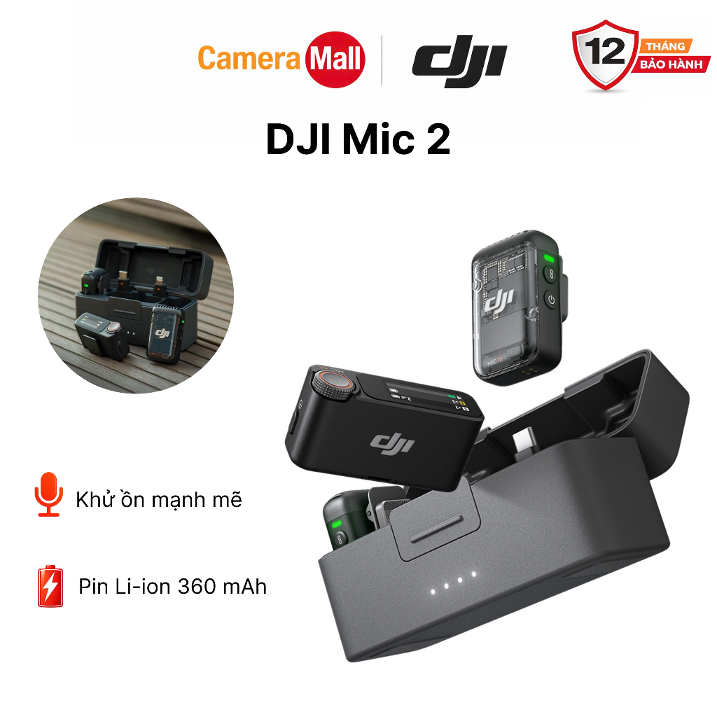 DJI Mic 2 - Bộ micro không dây khử ồn mạnh mẽ, chất âm vượt trội, có bộ nhớ trong ghi âm độc lập Chính Hãng | Shopee Việt Nam