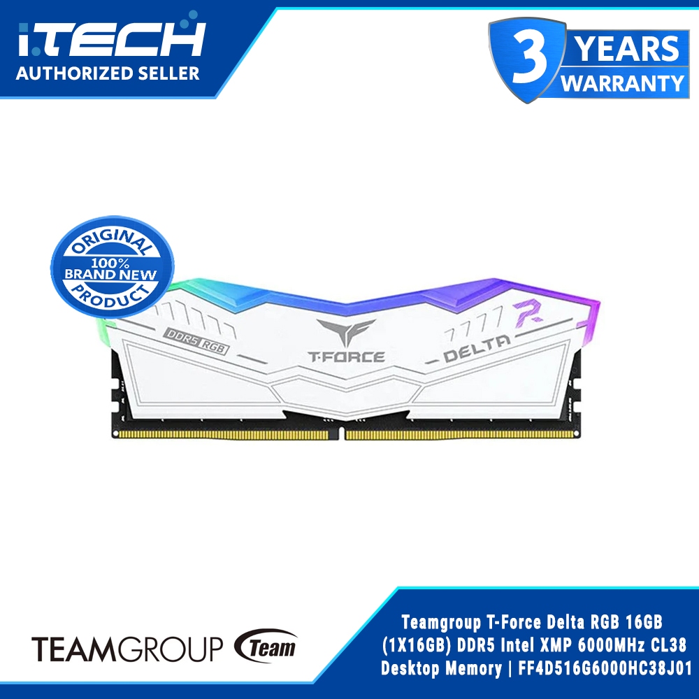 Teamgroup T-Force Delta RGB 16GB (1X16GB) DDR5 6000MHz CL38 Desktop Memory | FF4D516G6000HC38J01 | Shopee Philippines
