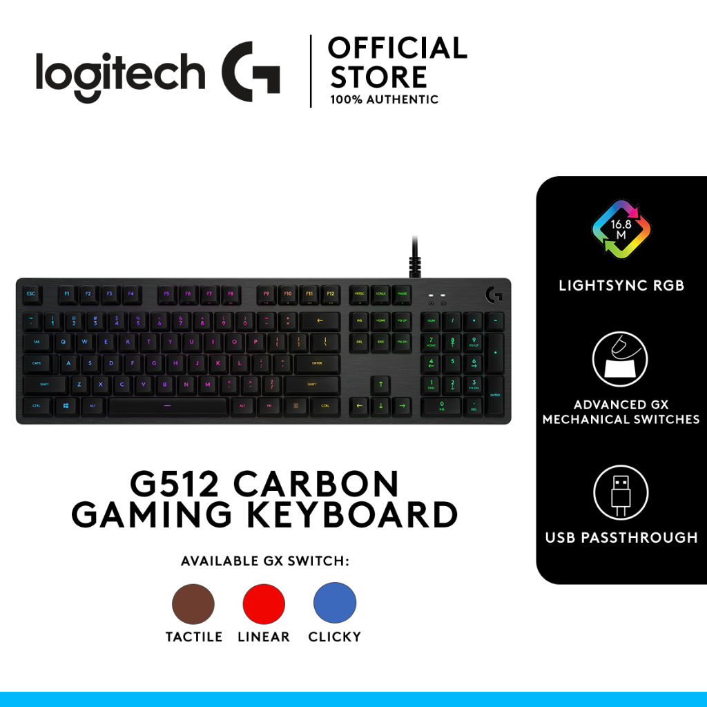 Logitech Gaming Keyboard G512 Carbon Lightsync RGB GX Switch Wired Mechanical | Shopee Philippines