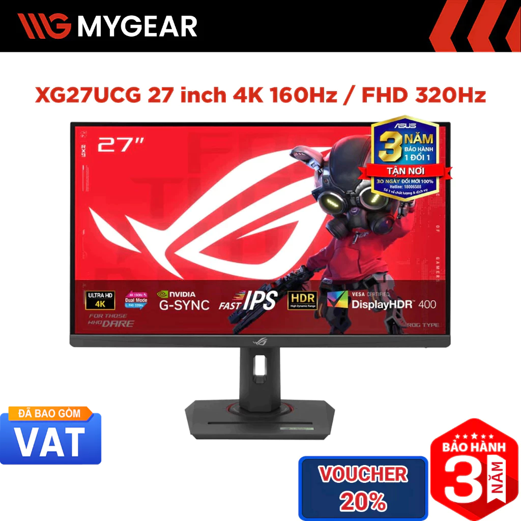 Màn hình Gaming ASUS ROG Strix XG27UCG 27 inch 4K 160Hz / FHD 320Hz 1ms Fast IPS | Shopee Việt Nam