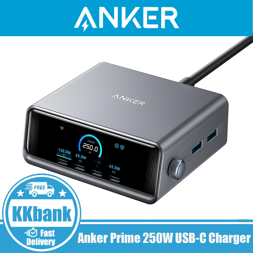 Anker Prime 250W USB-C Charger, Ultra-Fast 6-Port GaN Charging Station, 2.26" LCD Display | Shopee Philippines