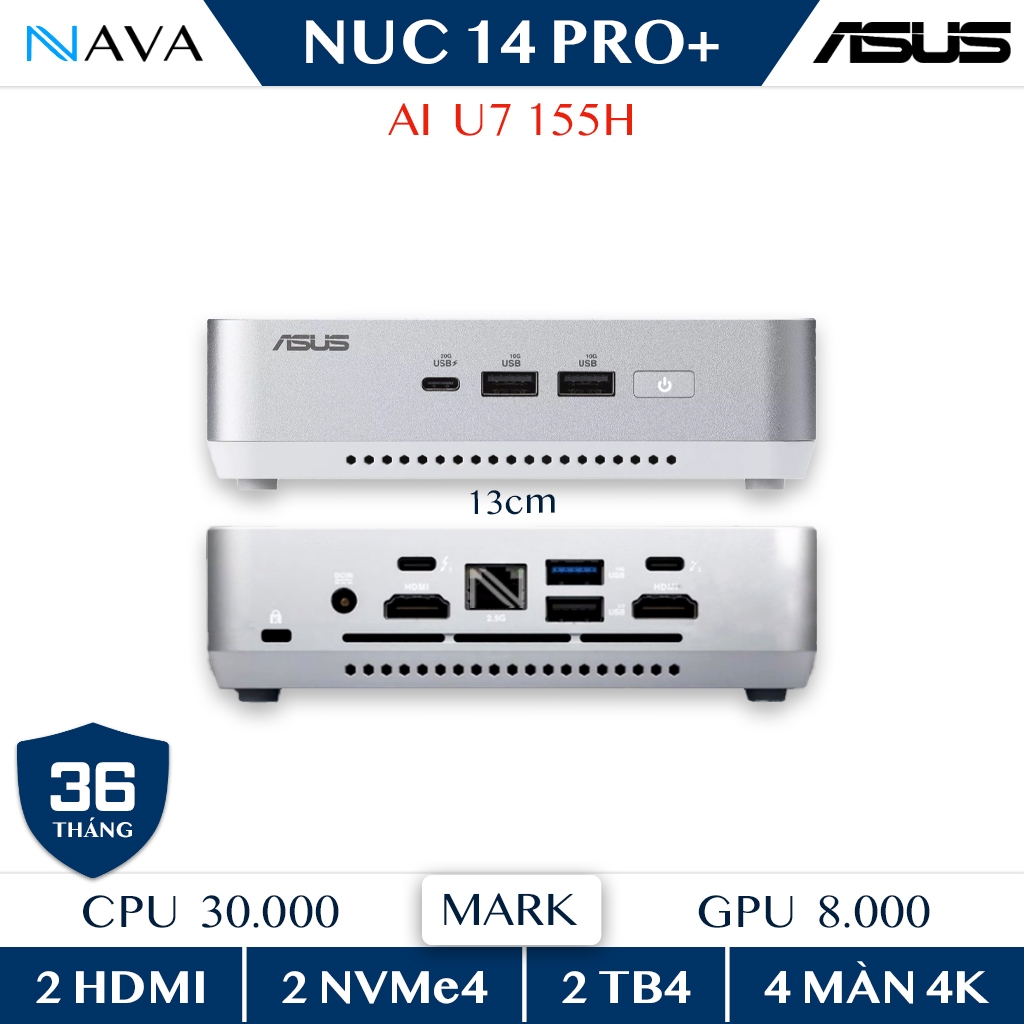 ASUS NUC 14 Pro Plus Intel Core Ultra 5 125H, U7 155H DDR5 Mini PC Thiết kế tinh tế, Hiệu năng cao | Shopee Việt Nam