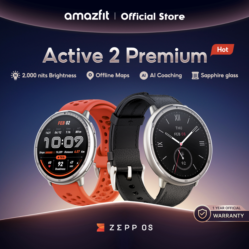 [Hot] Amazfit Active 2 Premium 44mm Smart Watch 1.32" AMOLED Sapphire Glass GPS Bluetooth Phone Call | Shopee Philippines