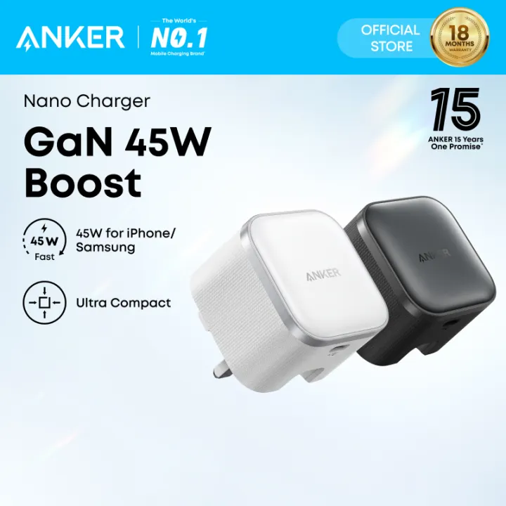 Anker Nano 45W Fast Charging USB-C Charger with GaN Technology, Foldable Plug, ActiveShield Safety & Compact Design - for Samsung Galaxy S25 Ultra/S24 Series, iPhone 16 Series, MacBook, Pixel 9, iPad (6ft Cable Included, 18-Month Warranty) B2692 | Lazada
