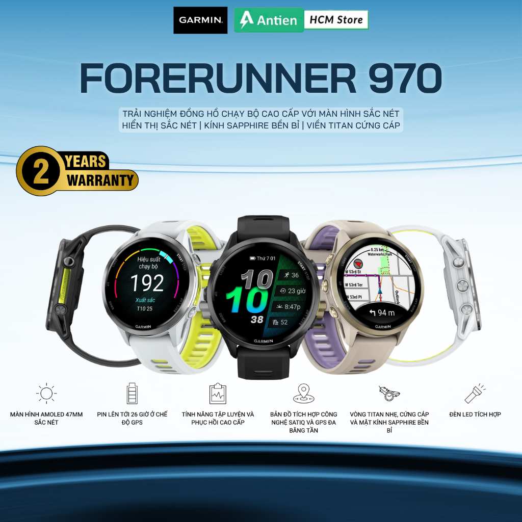Đồng hồ Garmin Forerunner 970 Hàng chính hãng – GPS đa băng tần màn hình AMOLED luyện tập nâng cao | Shopee Việt Nam