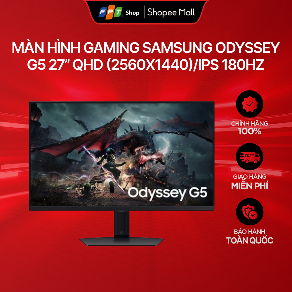 Màn hình Gaming Samsung Odyssey G5 LS27DG502EEXXV/27inch QHD (2560x1440)/IPS 180Hz Có thể xoay Màn | Shopee Việt Nam