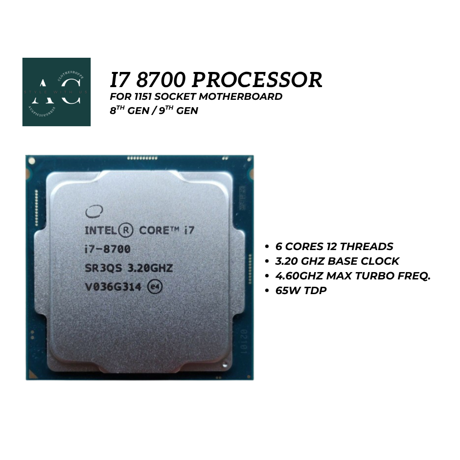 INTEL CORE I7 8700K PROCESSOR | Shopee Philippines