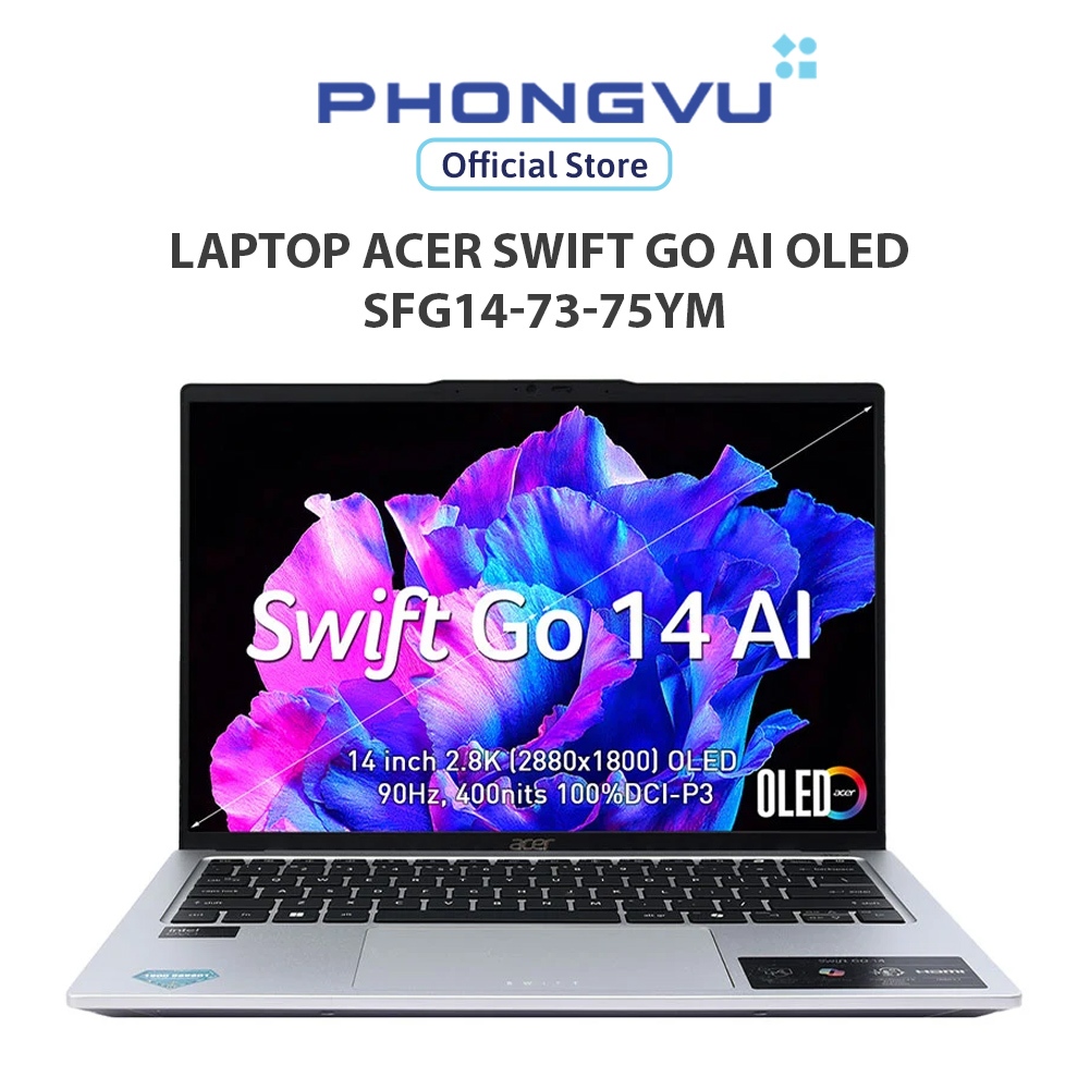 Laptop Acer Swift Go AI OLED SFG14-73-75YM (Ultra 7-155H/ Onboard graphics/ 16GB/ 512GB/ Windows 11) - Bảo hành 12 tháng | Shopee Việt Nam