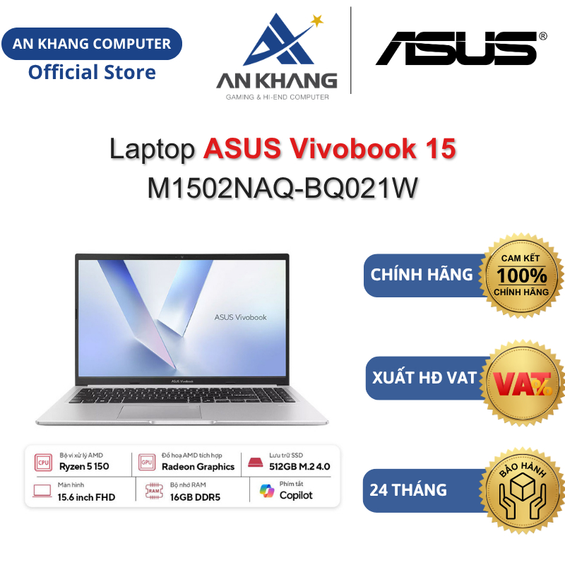 Laptop ASUS Vivobook 15 M1502NAQ-BQ021W (R5-150/ 16GD5/ 512GSSD/ 15.6FHD/ Win11/ Bạc) Chính hãng Bảo hành 24 Tháng | Shopee Việt Nam