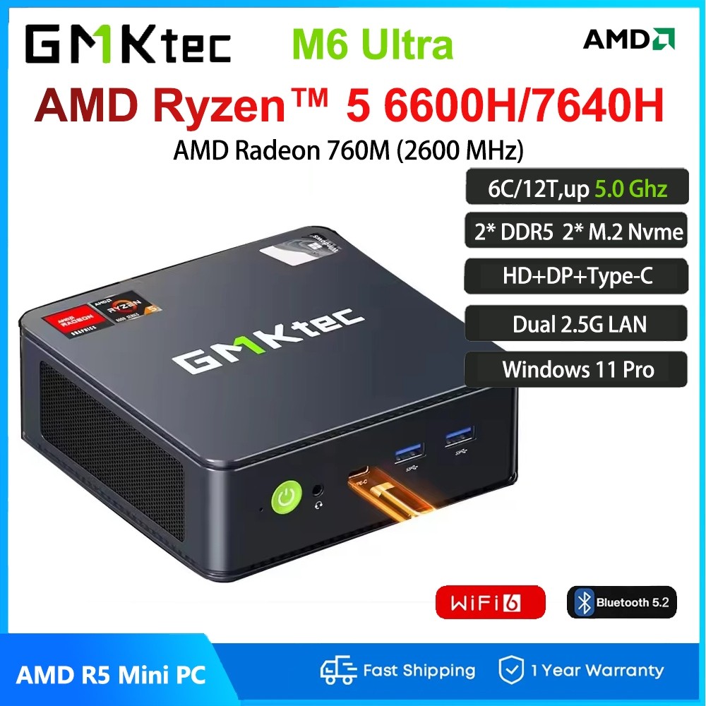 【HOT】GMKtec M6 Ultra Mini PC AMD R5 7640H DDR5 Windows 11 Wifi6 BT5.2 Dual 2.5G Desktop.2 2.5G | Shopee Philippines