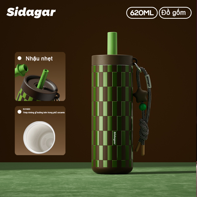 Sidagar,620ML Đồ gốm bên trong Được đi kèm ống hút, có thể dùng ngay lập tức.Chai nước nóng | Shopee Việt Nam