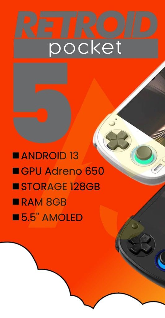 Retroid Pocket 5 Handheld Gaming Consle RP5 Snapdragon 865 ANDROID 13 5.5" AMOLED 1080P 3D HALL Stick Android Game | Shopee Malaysia