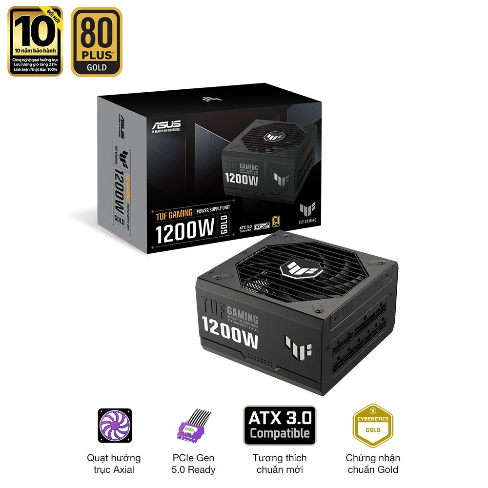 Nguồn ASUS TUF GAMING 1200G (1200W, ATX 3.0, PCIe 5.0, 80 Plus Gold, Full Modular, 10 năm bảo hành) | Shopee Việt Nam