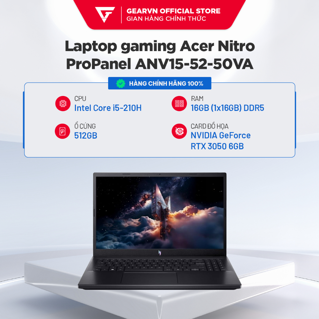 Laptop gaming Acer Nitro ProPanel ANV15-52-50VA | Intel Core 5 210H | 16gb Ram | Shopee Việt Nam