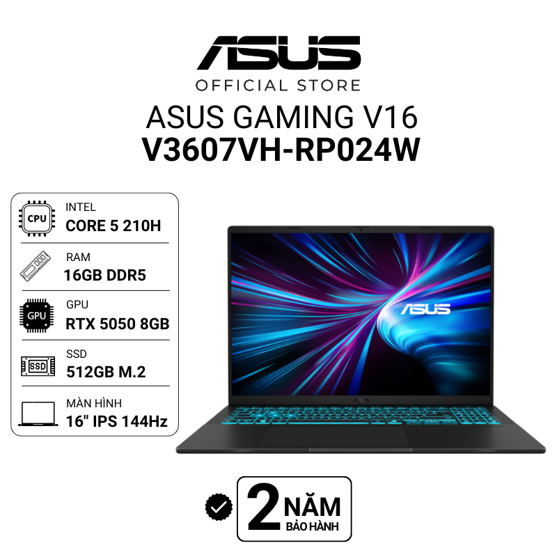 Laptop ASUS Gaming V16 V3607VH-RP024W Core 5 210H | RTX 5050 8GB | 16" 144Hz | 16GB | 512GB | Win 11 | Shopee Việt Nam